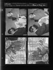 Men holding blood stained clothing; Men for the March of Dimes (4 Negatives), January 1958, undated [Sleeve 57, Folder a, Box 14]